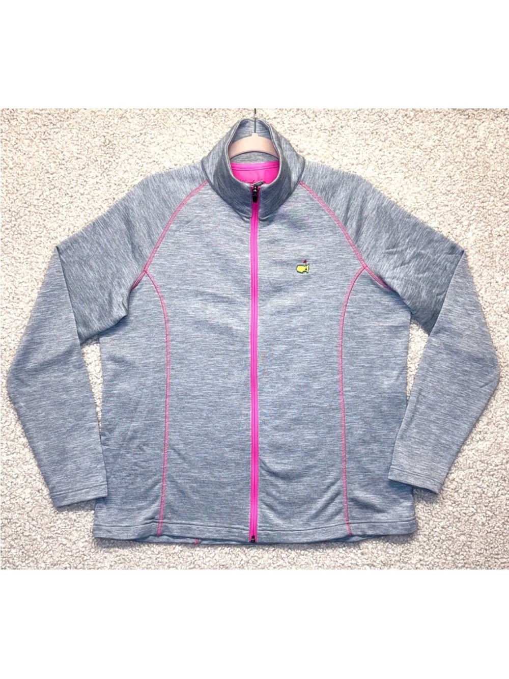 Heather Gray Bomber Jacket with Pink Accents